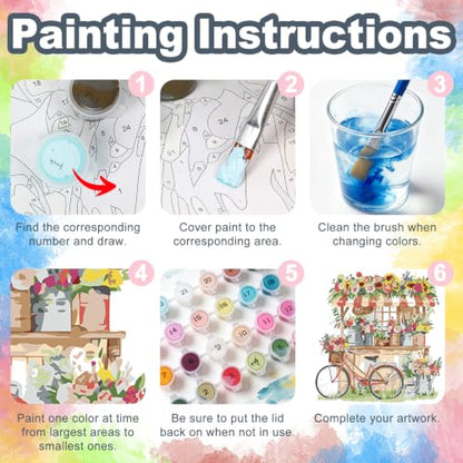 Flower Shop Framed Paint by Numbers Kit for Adults Beginner 10x10 inch - color: Frame-OP-US17
