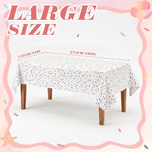 Mindsoft 3 Pcs White Mini Rainbow Polka Dot Plastic Tablecloth Party - color: White, style: Mini Rainbow Polka Dot