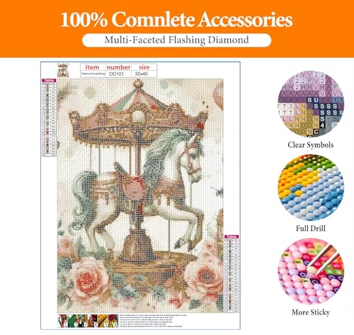 Funny Horse Diamond Art Kits for Adults Round Diamond Painting 12x16 Inch - color: DD101
