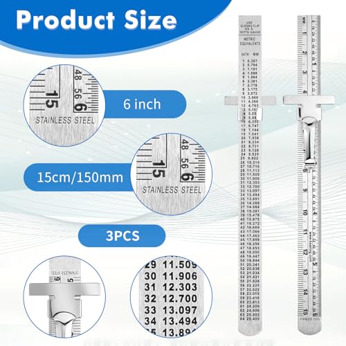 6 Pc Pocket Ruler with Detachable Clip,Precision Pocket Ruler 6 Inch 15 cm