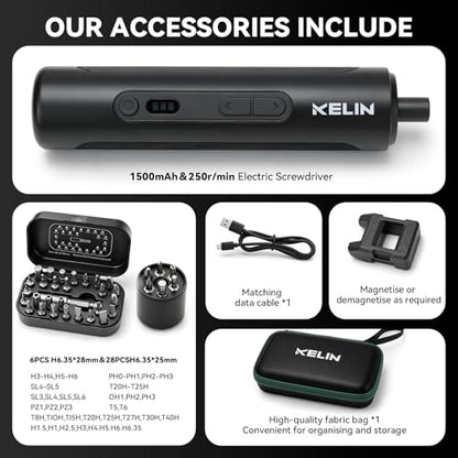 KELIN 44in1 Electric Screwdriver Set 3 Torque Levels S2 Steel Bits