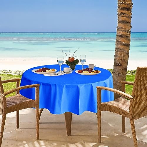 Nasitos Waterproof Vinyl Tablecloth with Flannel Backing 2 Pcs 60R in Blue - color: Blue, size: 60 Inch (Round)