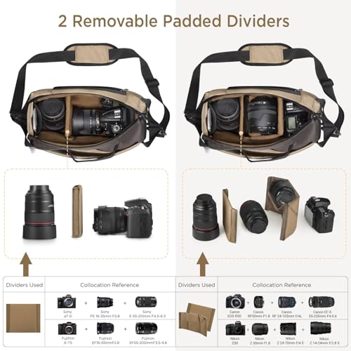 TAAOKA Camera Sling Bag, Waterproof Camera Case with Tripod Holder, DSLR/SLR/Mirrorless Cameras Shoulder Bag, Crossbody Camera Bags for Photography (Coffe) - color: COFFE
