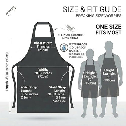 Homsolver 2 Pack Waterproof Dishwasher Rubber Adjustable Apron for Unisex - color: Black