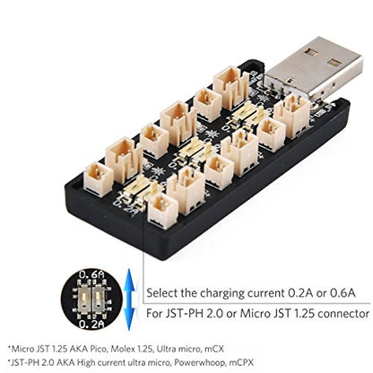 1S LiPo Battery USB Charger 3.7V/4.20V 6-Channel for Tiny Whoop