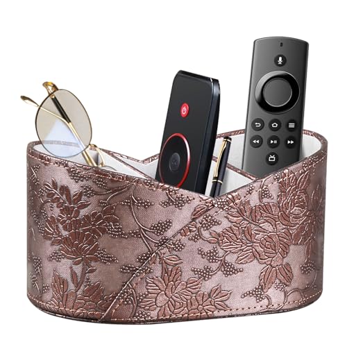 PU Leather TV Remote Control Holder,Pen Holder,Nightstand Organizer Caddy - color: Antique Embroidery