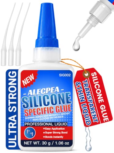 ALECPEA Silicone Glue, 30g Clear Flexible Adhesive with 3 Applicator Tips - color: Silicone Glue