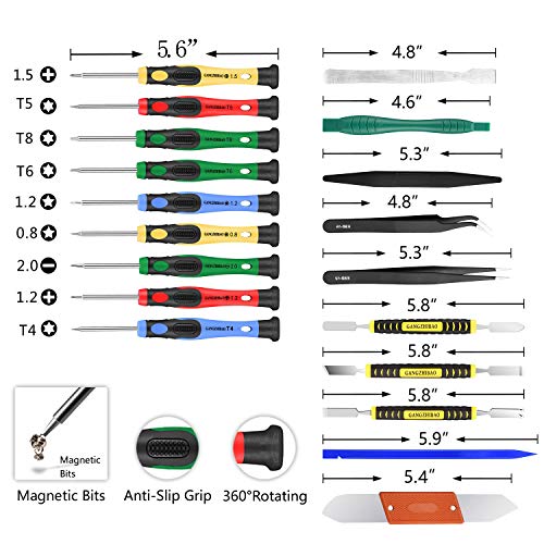 25pcs Electronics Repair Tool Kit, GangZhiBao Precision Screwdriver Set Magnetic for Fix Apple iPhone,Cell Phone,Smart Watch,Computer,PC,Tablet,iPad,Camera,Xbox,PS4 Pry Open Replace Screen Battery