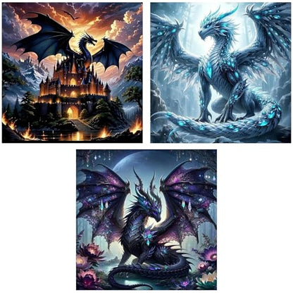 Ekuxom 3 Pack Diamond Art Kits for Adults-Dragon Diamond Painting - color: Dragon