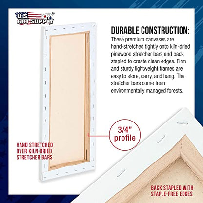 U.S. Art Supply 6"x18" Stretched Canvas for Painting, 3/4" Profile, 6-Pack - size: 6" x 18"