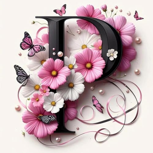 JATOK Diamond Painting Kit for Adults, Letter P, 11.8 x 11.8 in - color: Purple