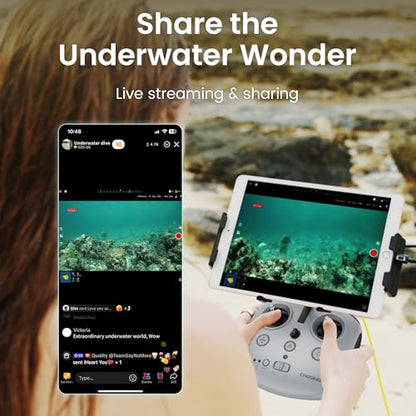 Underwater Drone, Mini S submarine drone with 4K+EIS Image Stabilization Camera for Real-Time Viewing Depth & Temperature Data, Direct-Connect Remote Controller, Dive to 330ft Underwater, Portable ROV (Grey) - color: Grey