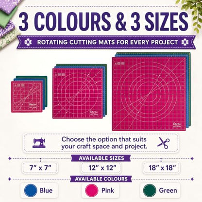 The Quilted Bear 7" x 7" Rotating Self-Healing Cutting Mat, Pink - color: Pink, size: 7"L x 7"W