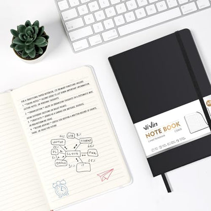 ViVin 8 Pack A5 Hardcover Lined Notebook,192 pg College Ruled 5.5x8.3 - color: Black, size: 8 Pack