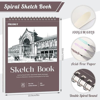 9×12 Sketch Book, Spiral Bound, 50 Sheets, Acid-Free Drawing Pad - color: Reddish brown, size: 9 x 12inch(1 Pack)