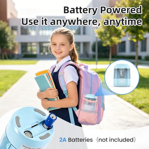 deli Electric Pencil Sharpener, Battery Operated, 6.5–8mm for Classroom - color: Blue
