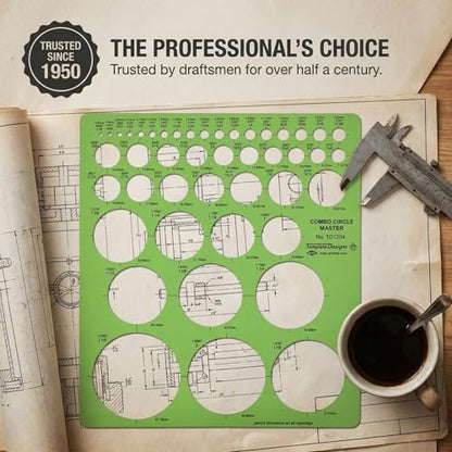 ALVIN, TD1204, Circle Master Template, Drawing and Drafting Tool for Artists, Architects, Design and Drafting, 7.25" x 8.25" x .030" - style: Combo Circle Master Template