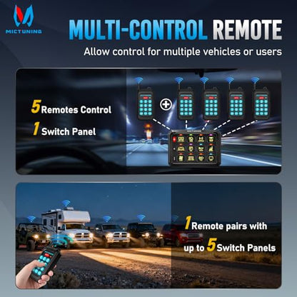 MICTUNING P1Y 12 Gang Switch Panel, Remote and APP Control, Up to 230FT - size: RGB 12 Gang(APP+Remote Control)