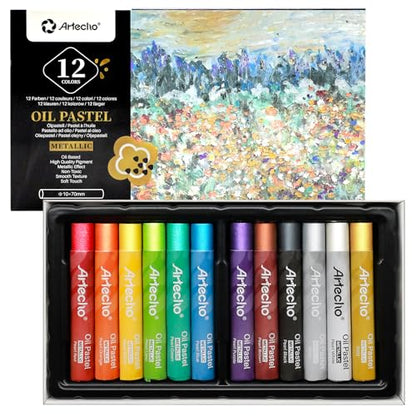 Artecho Metallic Oil Pastels Set of 12 Colors (10 x 70 mm)