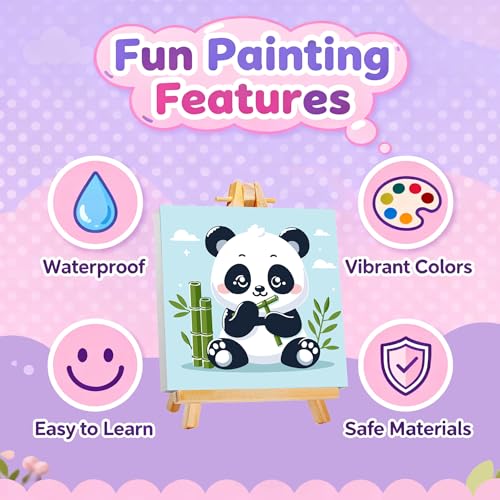 Gemozaic Panda Paint by Numbers Kit for Kids Ages 4-12 with Frame & Easel - color: BKH1889