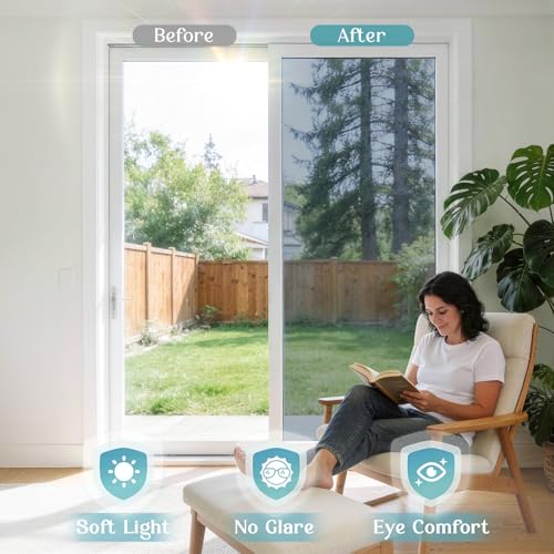 Haton Window Tint for Home, One Way Film, Silver 35.4" x 157.4" - color: Silver Silver, size: 35.4" x 157.4"