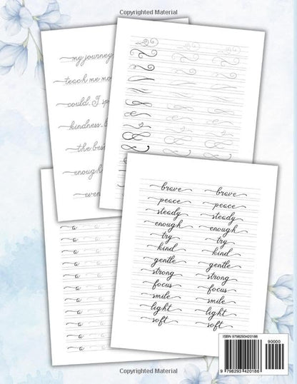 Hand Lettering Workbook for Beginners, Modern Calligraphy Practice: A Workbook for Improving Your Handwriting Swirls, Swoops, Swashes