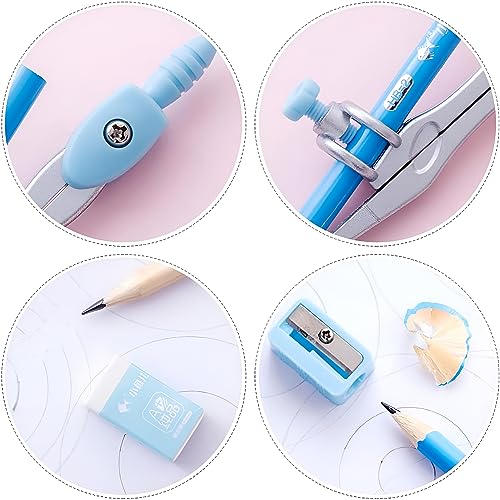 8 Pieces Math Geometry Kit Set Student Supplies with Shatterproof Iron Box Geometry Set for School, Includes Ruler, Protractor, Compass, Pencil,Pencil Sharpener and Eraser,etc