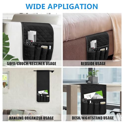 Armchair Caddy for Recliner, Non Slip Sofa Arm Organizer, Black - color: BLACK