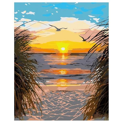 Paint by Numbers Kit for Adults, Beach Sunset Art for Beginners, 16x20 Inch - color: Sunset