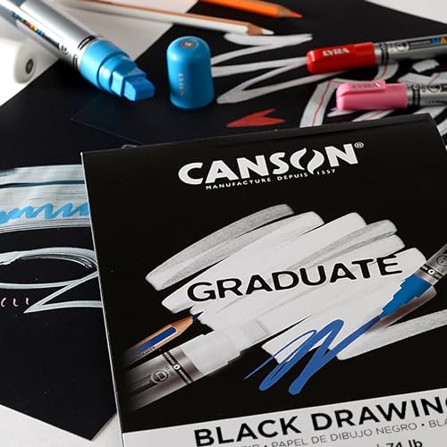 Canson Graduate Drawing Paper Pad, Black, 9x12 in - color: Black Paper, size: 9x12 inch