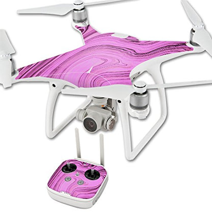 MightySkins Skin Compatible with DJI Phantom 4 Quadcopter Drone wrap Cover Sticker Skins Pink Thai Marble
