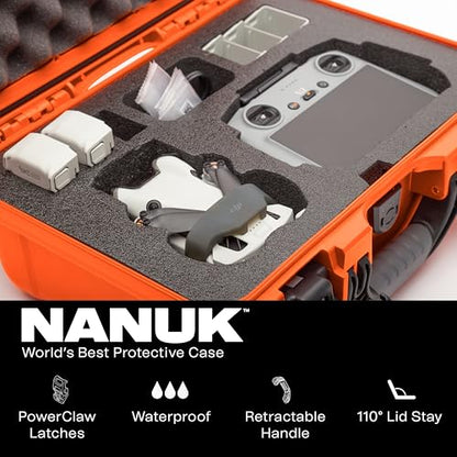 NANUK 915 DJI™ Mini 3 & 4 Pro - Waterproof Hard Case with Drone Foam Insert, Crushproof, Portable Travel Case, Made in Canada – Orange (15.8" x 12.1" x 6.8") - color: Orange