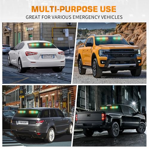 XRIDONSEN 2X 17.7 inch Windshield Light Bar 144 LED Strobe Lights - color: Amber/Green