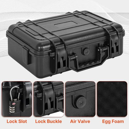 TORIBIO Hard Carrying Case with Foam, Shockproof Storage Box 14"x9.3"x3.5" - size: 14" x 9.3" x 3.5"