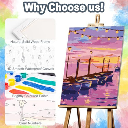 Kalonyth Boat Framed Paint by Numbers Kit for Adults Beginner 8x12 inch - color: Frame-OP-US02