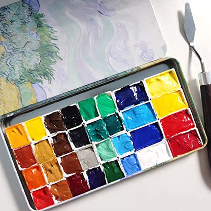 FCLUB Plastic Empty Watercolor Paint Pans - 24pcs Full Pans - color: White, size: 24 Pieces 3 ml Full Pans