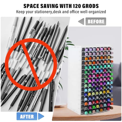 Marker Organizer,120 Slots Marker Holder Organizer with Removable Divider - size: 120 slots