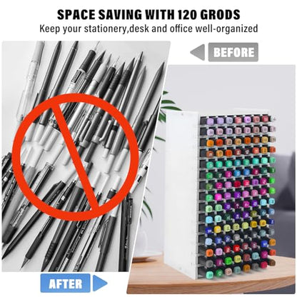 Marker Organizer,120 Slots Marker Holder Organizer with Removable Divider - size: 120 slots