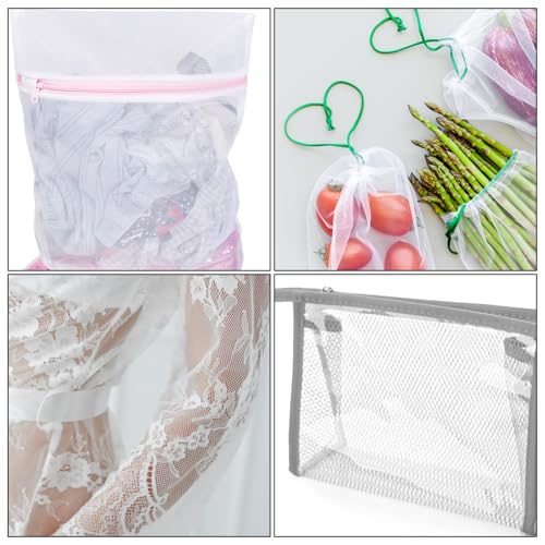 63 x 59 Inch White Mesh Fabric, Slightly Stretch Mesh Fabric Cuttable Netting Fabrics Meshes for Sewing Projects Shopping Bag Backpack Pocket Straps and Netting Clothes
