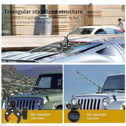Five Suction Car Mount for Insta360 X6 with Locking Invisible Selfie Stick