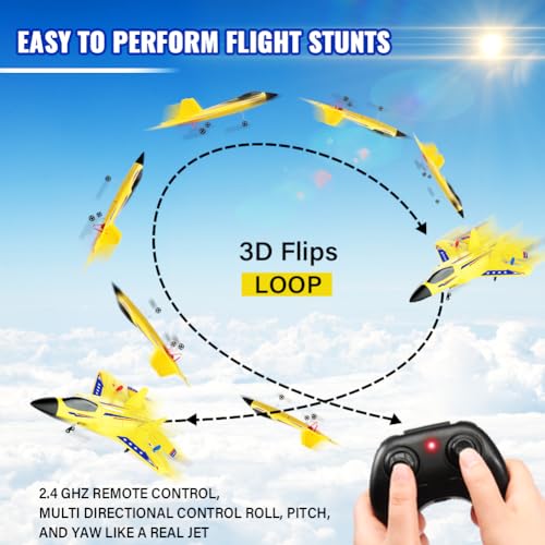 F-22 Raptor 2.4GHz RTF RC Plane 6-Axis Gyro Easy Flying For Kids Beginners - color: Yellow Kf803