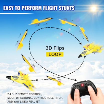 F-22 Raptor 2.4GHz RTF RC Plane 6-Axis Gyro Easy Flying For Kids Beginners - color: Yellow Kf803