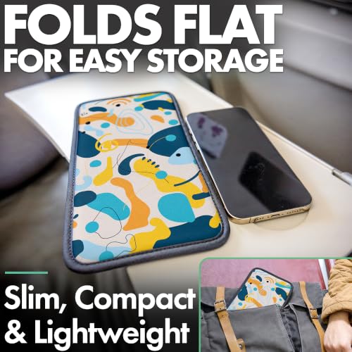 Flight Flap Airplane Phone Holder - Foldable Phone Stand for Plane Travel - color: Boho Blue, size: Large