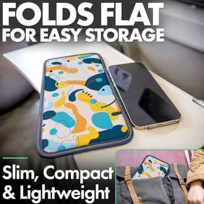 Flight Flap Airplane Phone Holder - Foldable Phone Stand for Plane Travel - color: Boho Blue, size: Large