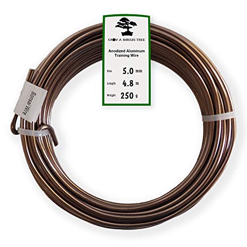 Anodized Aluminum 5.0mm Bonsai Training Wire 250g Large Roll (15.7 feet) - Choose Your Size and Color (5.0mm, Brown) - color: Brown, size: 5.0mm