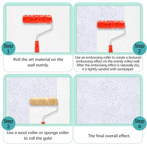 Reallnaive 2 Pcs 7'' Texture Roller Pattern Paint Roller for Wall Decoration Classic Rubber Roller Texture Roller Tool to Add Design to Thick Slurry Elastomeric Coatings, Not Paint Rollers(Eg323t)