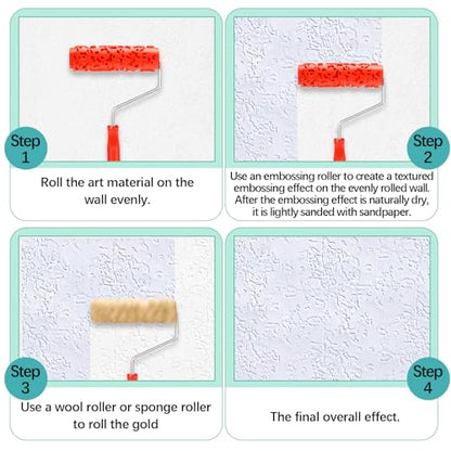 Reallnaive 2 Pcs 7'' Texture Roller Pattern Paint Roller for Wall Decoration Classic Rubber Roller Texture Roller Tool to Add Design to Thick Slurry Elastomeric Coatings, Not Paint Rollers(Eg323t)