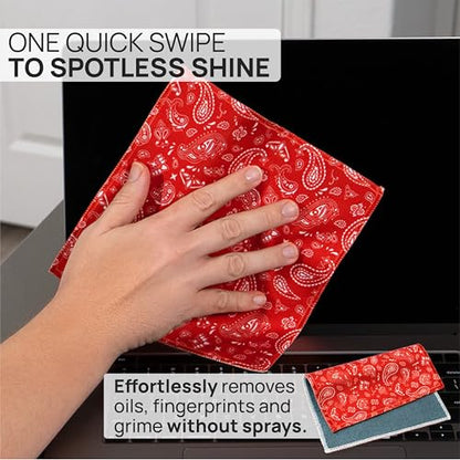 Microfiber Wholesale Quick Cloth Glasses Cleaning Cloth 8x8 Paisley Red - color: Red Paisley, size: 8"x8"