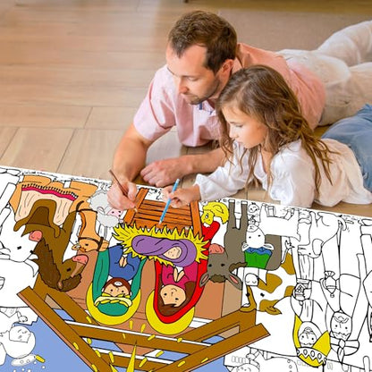 Giant Nativity Scene Coloring Poster, 30x72 Inch - color: Colorful