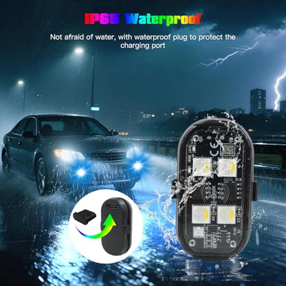 4PCS Wireless LED Strobe Lights with Remote Control, USB Rechargeable 8-Color High Brightness Waterproof Anti-Collision Warning Lights for Car, Motorcycle, Drone, Truck, Bike
